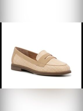 Kelly & Katie Women's Beige Woven Penny Loafers - Sleek Slip-On Flats
